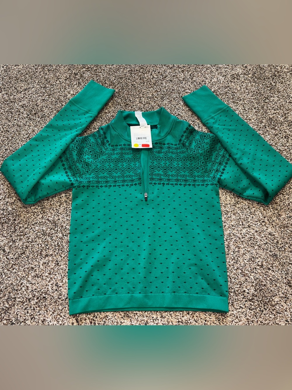 NWT DSG Women’s Momentum Performance 1/4 Zip Pullover Top Emerald Fair Isle XS